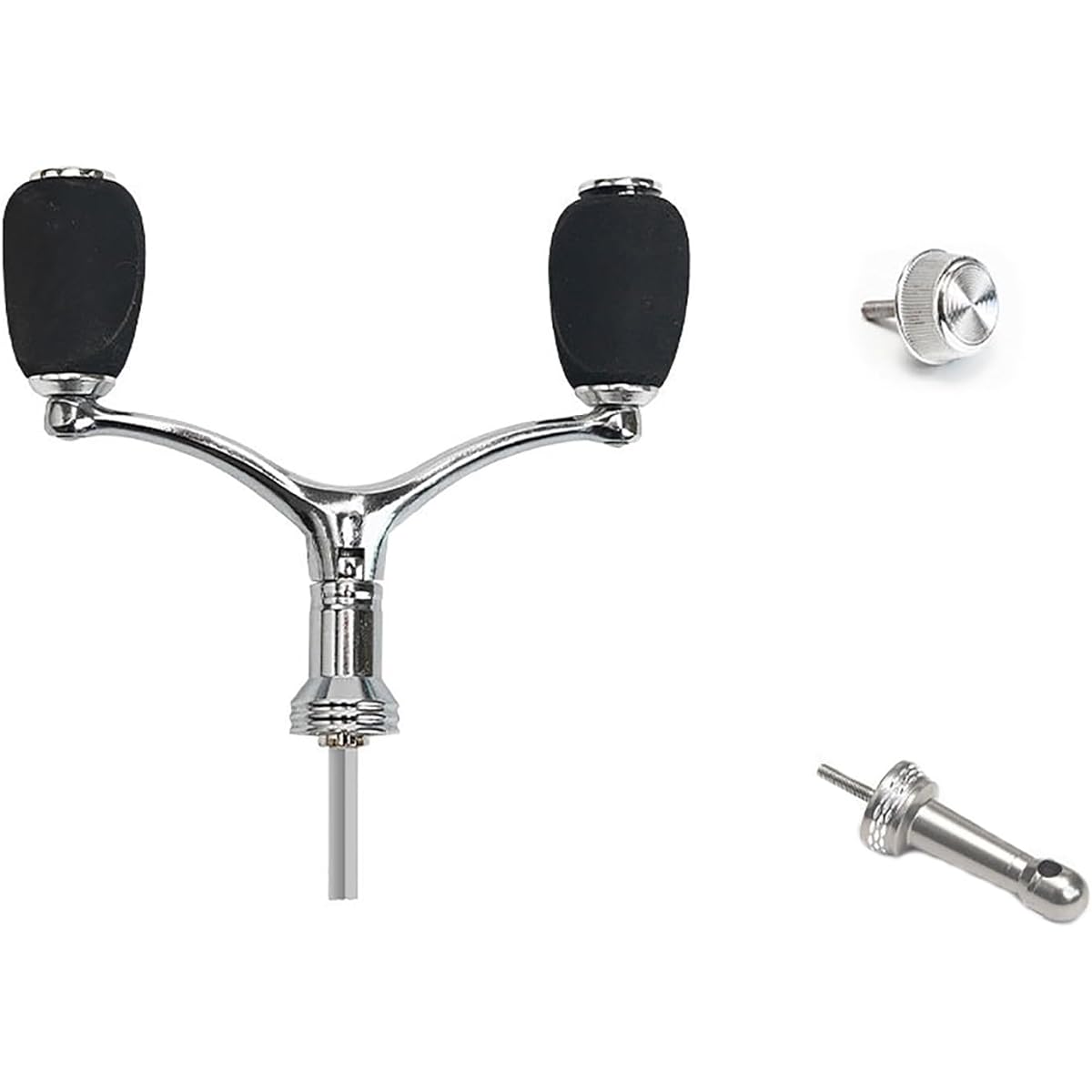 Fishing reel handle with double grip that rotates the reel at the same time / Metal fishing steering handle for left and right use