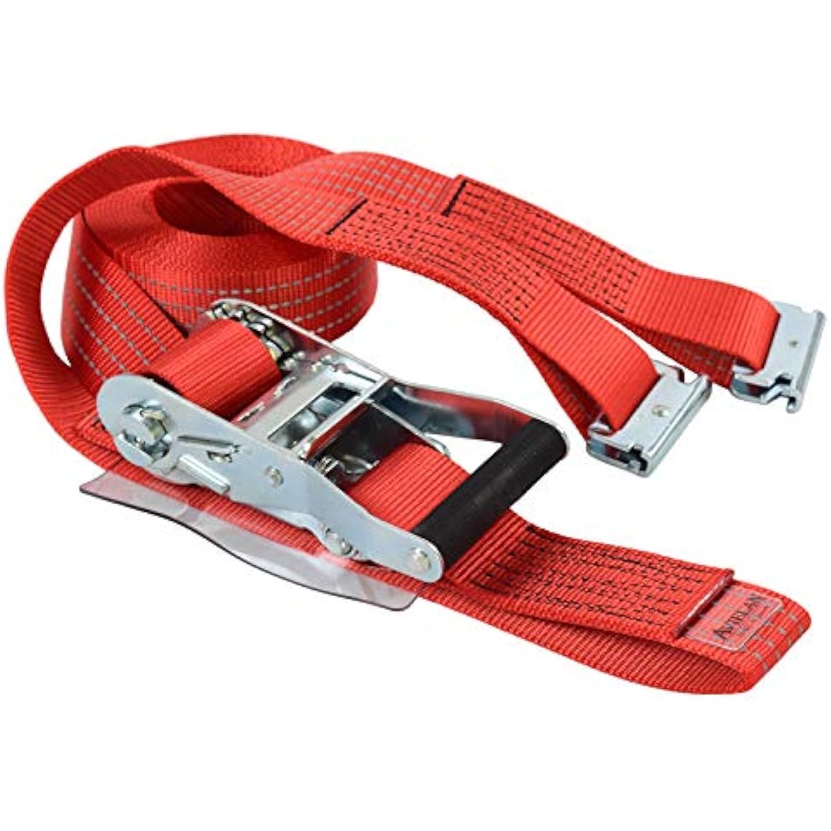 AVIELAN Reflective Lashing Belt 50mm Width R Hook (Track Rail Compatible) Winding 2m Fixed 1.0m Red (Right Fixed Specification)