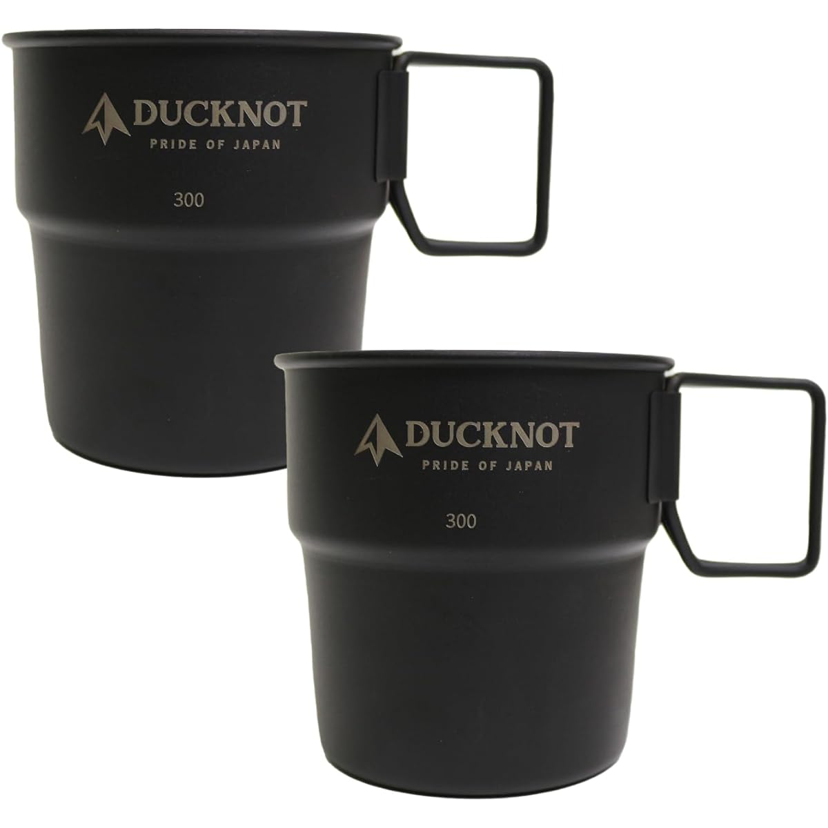 DUCKNOT Stacking Mug 300 Set of 2 Pair Mug Sierra Cup Black Stainless Steel Open Fire Black Matte Matte Made in Japan Tsubame-Sanjo