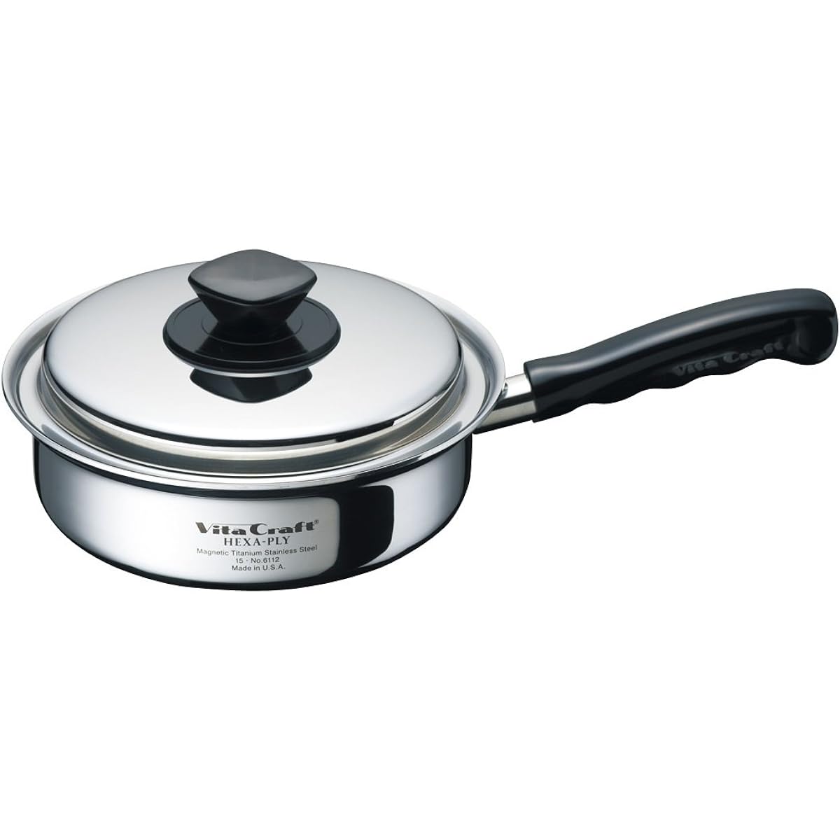 Vitacraft Frying Pan 20cm IH Compatible Stainless Steel with Lid 10 Year Warranty Made in the USA Hekisupply 6112