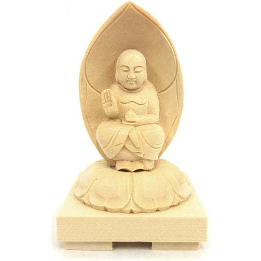 Kurita's special Buddha statue [Bodhisattva] Jizo in the womb (total height 10cm, width 6.5cm, depth 6cm) High quality wood carving made of cypress wood, square base 9451