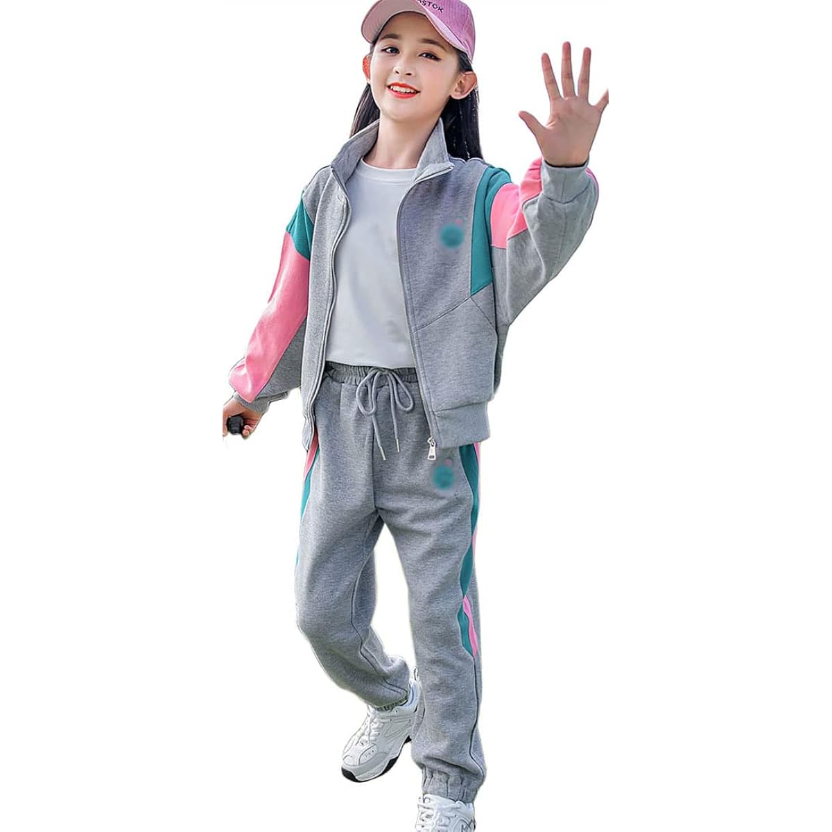 [CREAM] Children's Clothing, Kids, Girls' Jersey, Sweatshirt, Girls' Sportswear, Sweatshirt, Outerwear, Jacket, Long Pants, Girls' Top and Bottom Setup, Casual, Korean Style, Long Sleeve, Spring/Autumn, Dance, Junior, Stylish, Training, Athletic Wear, Sc