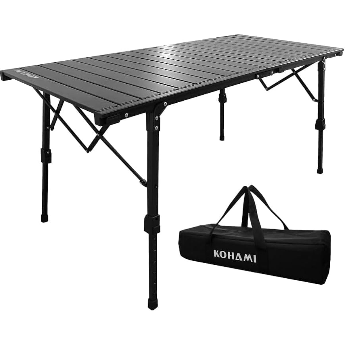 KOHAMI Outdoor Table Folding Compact Lightweight Height Adjustable 39.5~61.5cm Low Table 62 x 127cm