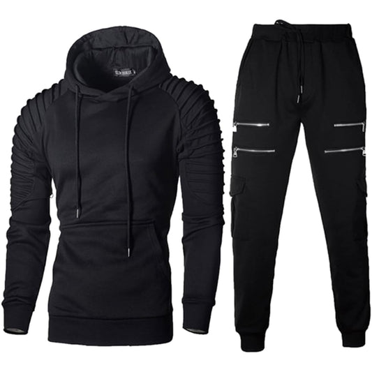 [ETSP] Men's Sweatshirt Top and Bottom Stylish Jersey Top and Bottom Set Warm Autumn/Winter Loungewear Parka Hood Sweatshirt Outerwear 6 Colors M-2XL
