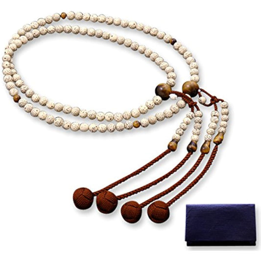Kyoto Buddhist Altar Hayashi Prayer Beads Shingon Sect Shakuni Star Moon Bodhi Tree with Tiger Eye Stone (For Men) Formal Official [Tiger Eye] [Bead Bag Set] SM-040 Kyoto Prayer Beads