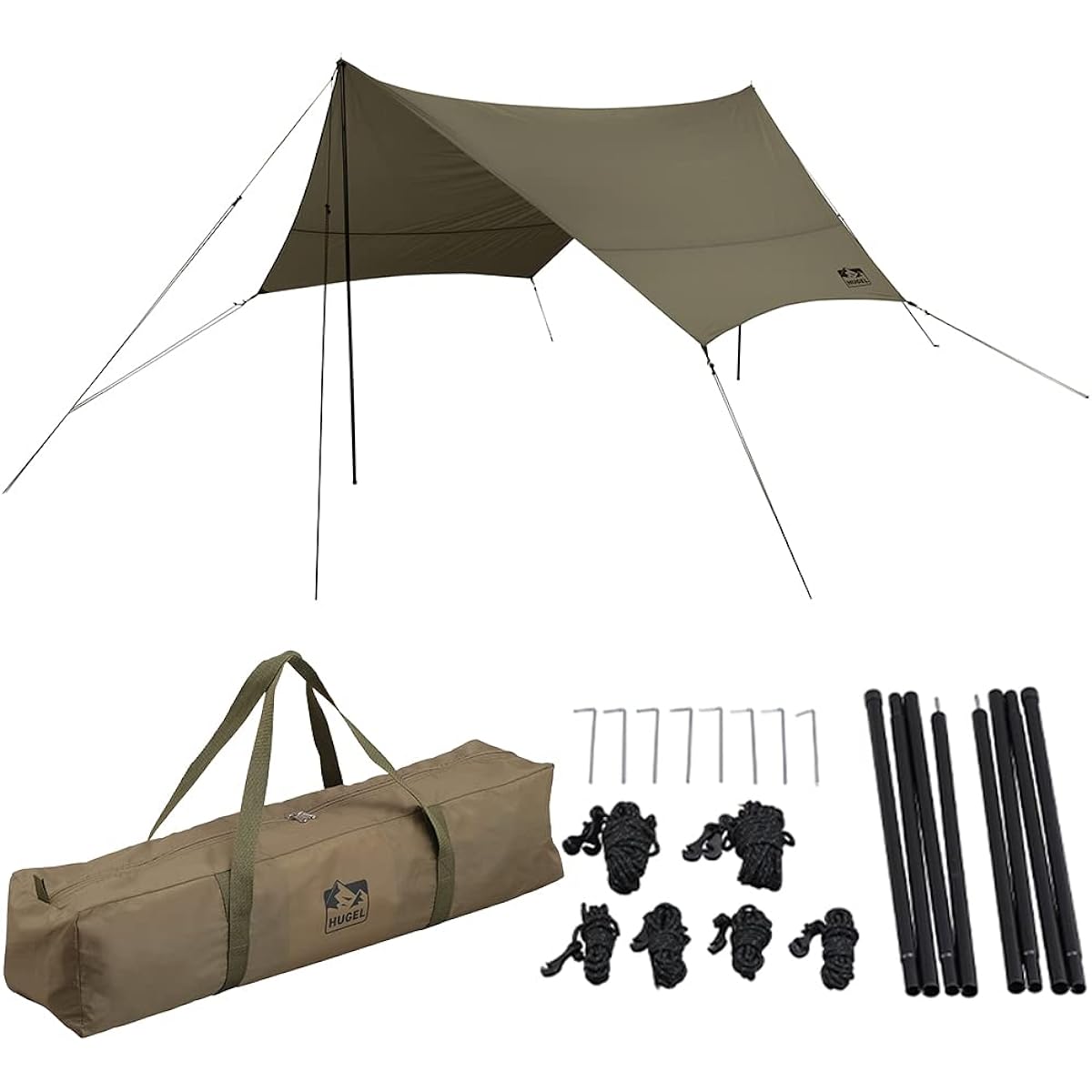 Iris Ohyama Hexa Tarp Tarp 4.4 x 4.4 m Camping Equipment Outdoor with Pole High Water Resistance Netting Reflective Material Cord Slider Sunburn UV Protection