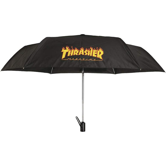 THRASHER FLAME Automatic Open/Close Folding Umbrella Black 58cm Fire Pattern