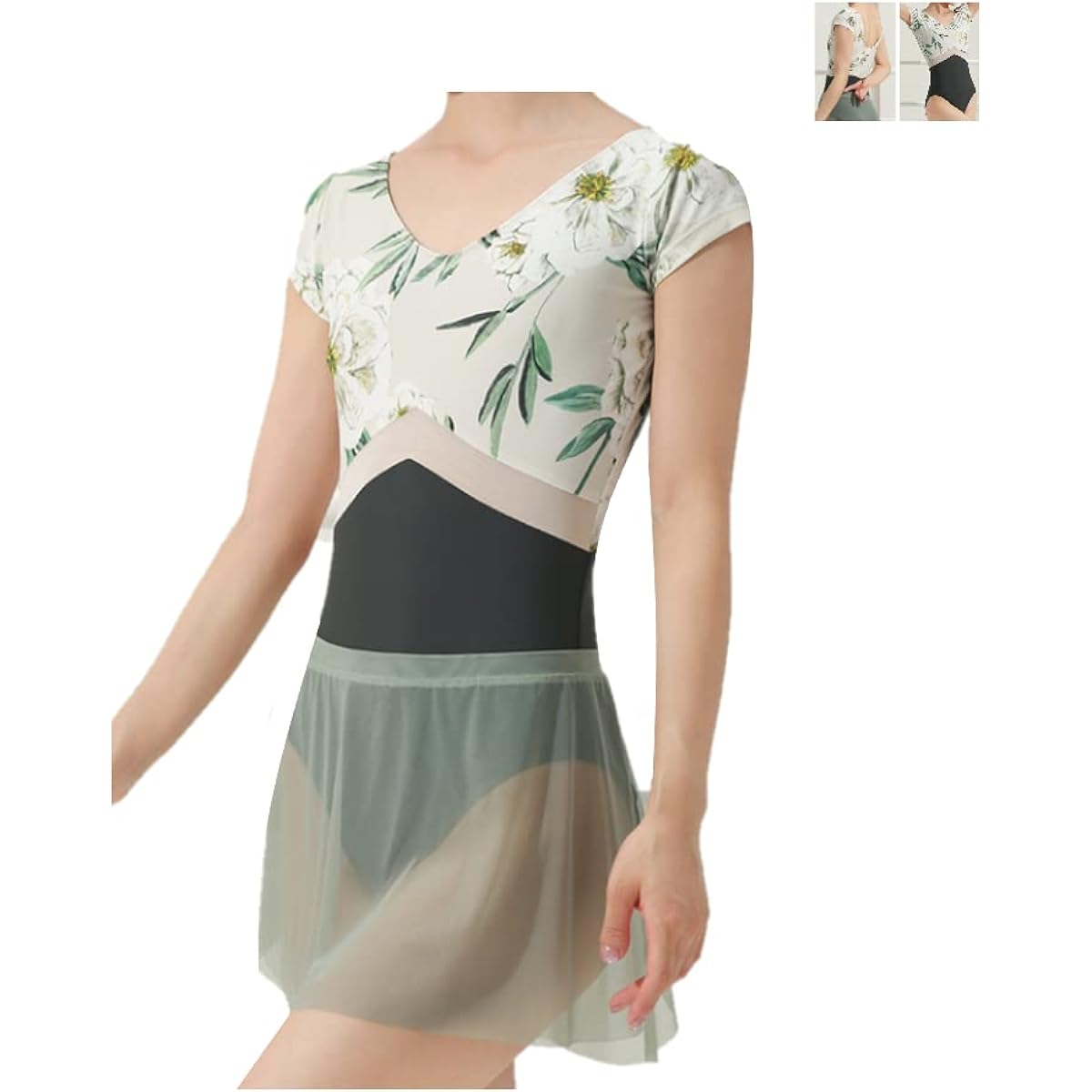 [ProDance] ProDance White White Flower Half Cup Women's Ballet Leotard PLHA024A