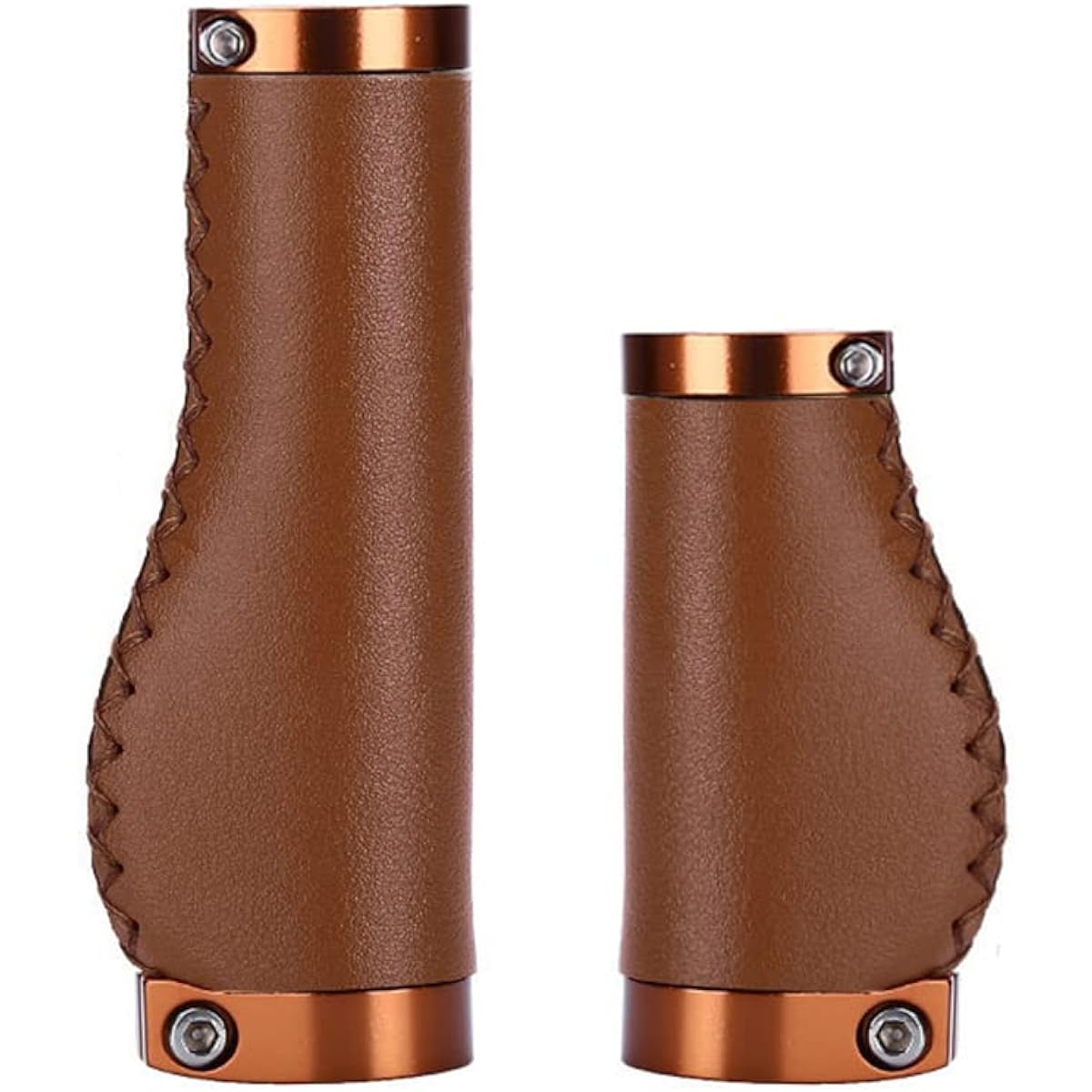 Bicycle Handle Grip PVC Microfiber Leather Ergonomic Hand-stitched Casual Retro Grip Non-slip Double Lock-on Handlebar Lever for MTB, Road Bike (Dark Brown-90/135mm-C)