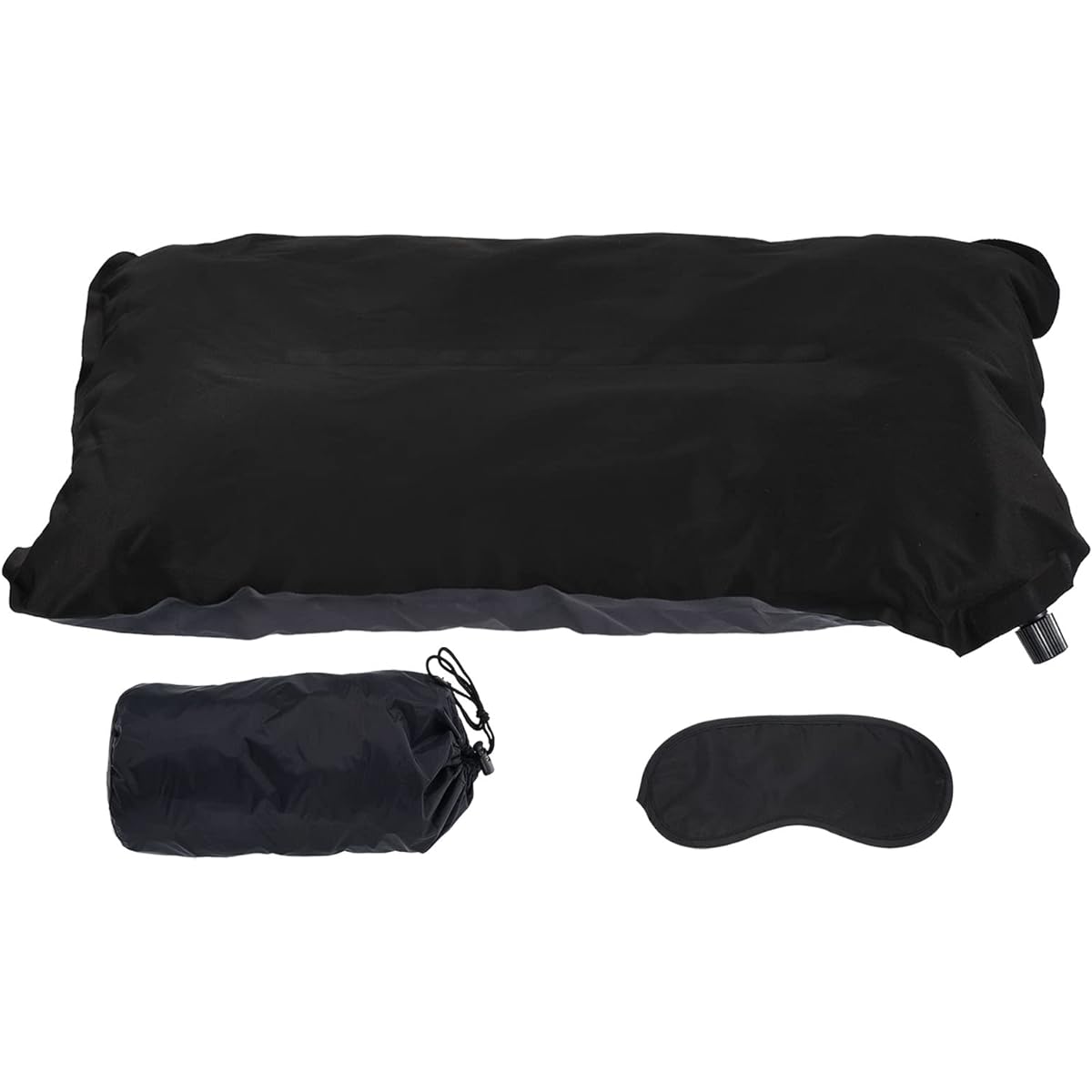 PATIKIL Inflatable Pillow 43 x 32 cm Ultralight Camping Travel Pillow Desk Rest Cushion Storage Pouch with Eye Masking for Hiking Backpacking Black