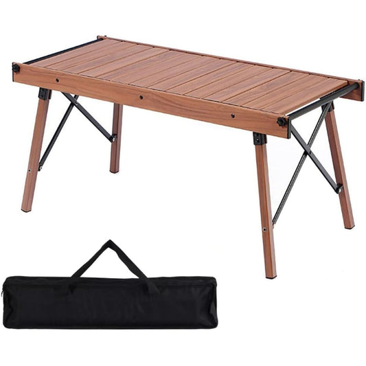 Solotour IGT Table Outdoor Table Folding Aluminum Easy Setup Camping Lightweight Hanging Side Bar Sturdy 30kg Load Convenient Storage Barbecue Compact Storage Bag Included Brown