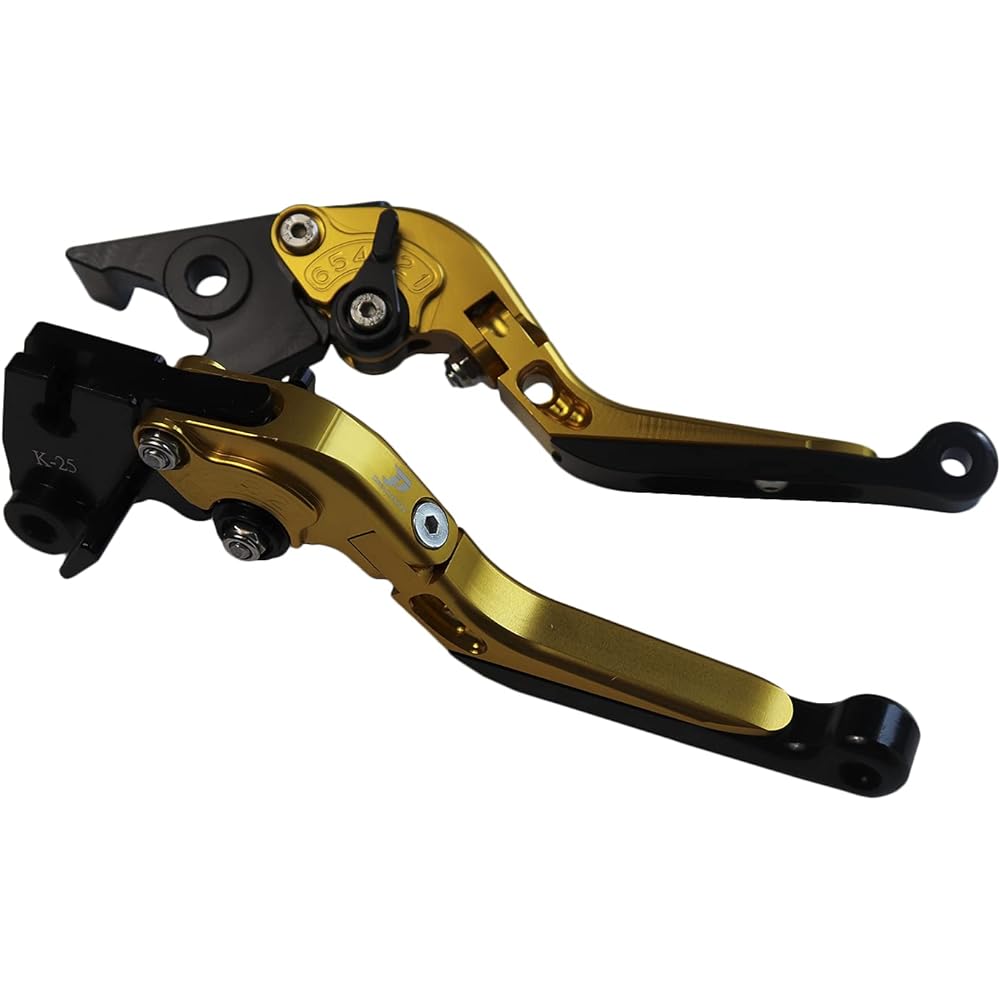 Dream Japan Motorcycle Brake Clutch Lever Left and Right Set Ninja250/R/SL Z250/SL Z125 PRO D Tiger and Others [Dream-Japan] 4 Colors with Foldable & Angle & Telescopic Adjustment Function (Gold)