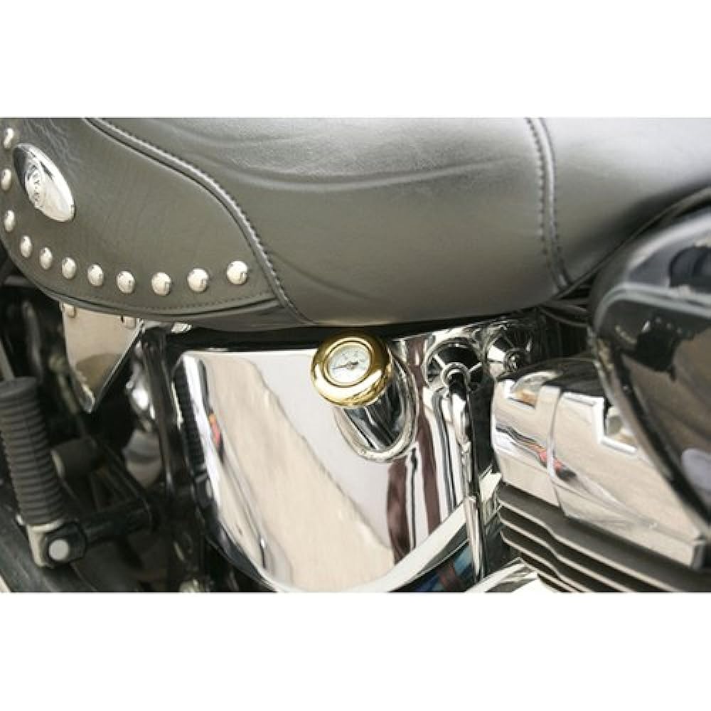 Kijima Motorcycle Bike Parts Dipstick Oil Temperature Gauge Softail ('00-'15) Brass Bezel HD-04122