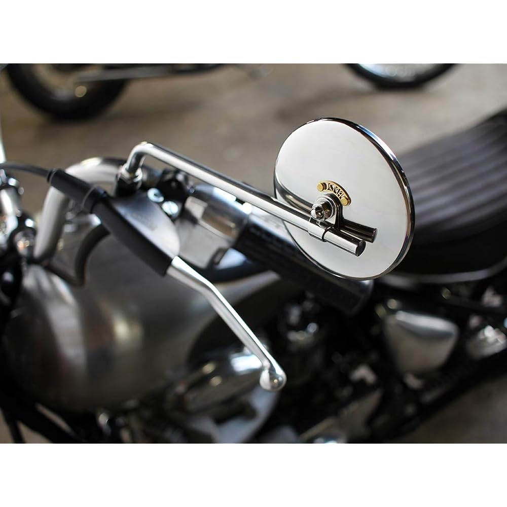 MOTOR ROCK JCMA Mirror φ100 Hairline 4. Nickel/Brass (nickel tag/brass rivet) MR-HC058H