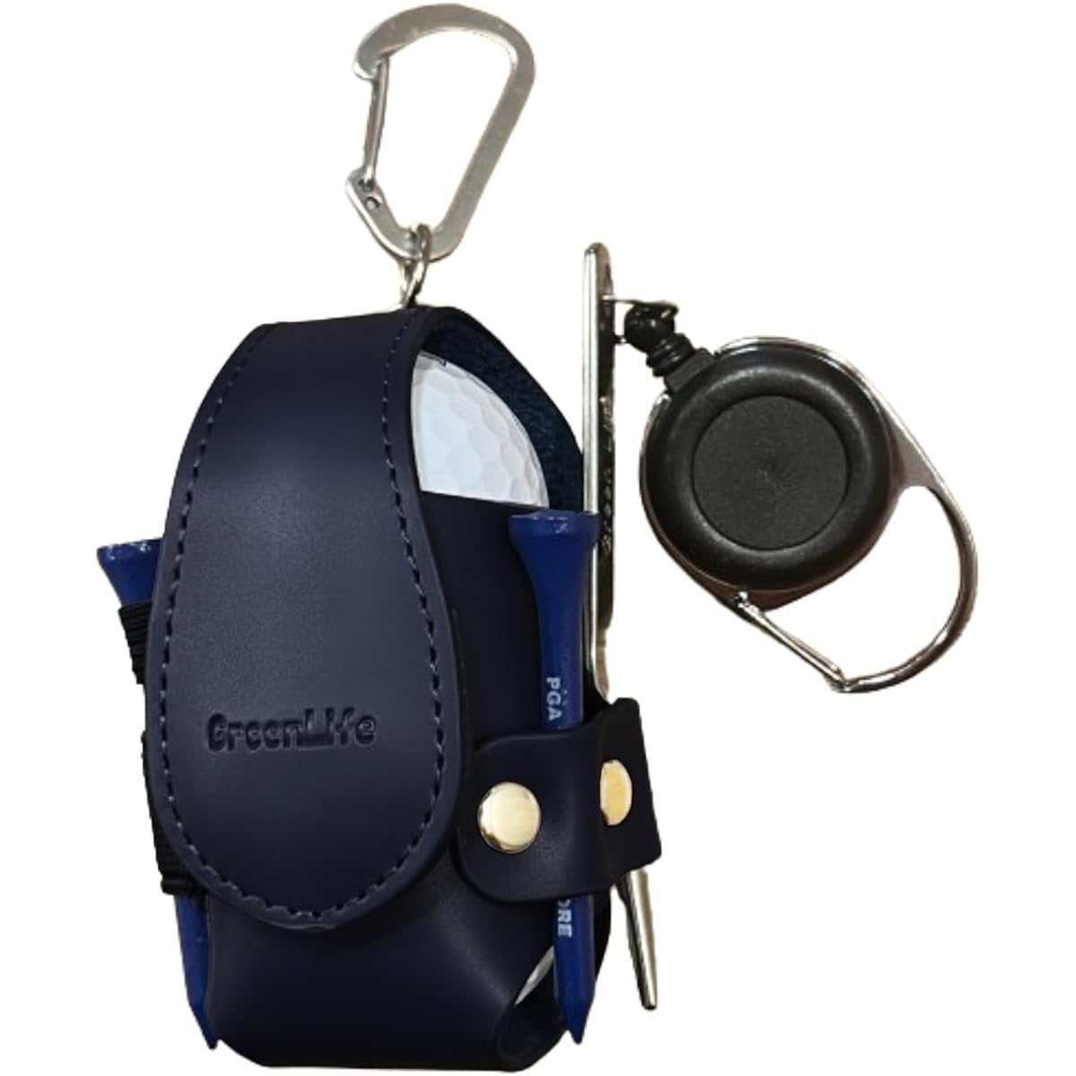 [Invoice System Compatible] Golf Ball Case Pouch Stores All Small Items All-in-One Holds 2 Balls Green Fork Included Ball Pouch Ball Holder Tea Case Competition Prize Present Gift (Black)