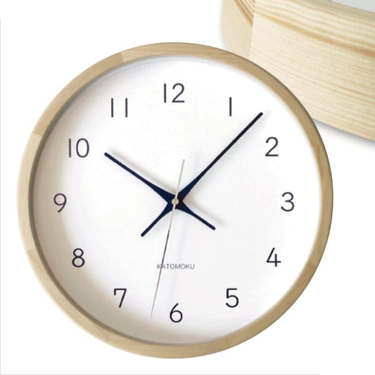 KATOMOKU muku clock 13 Hinoki radio clock continuous second hand km-104HIRC φ306mm (radio clock)