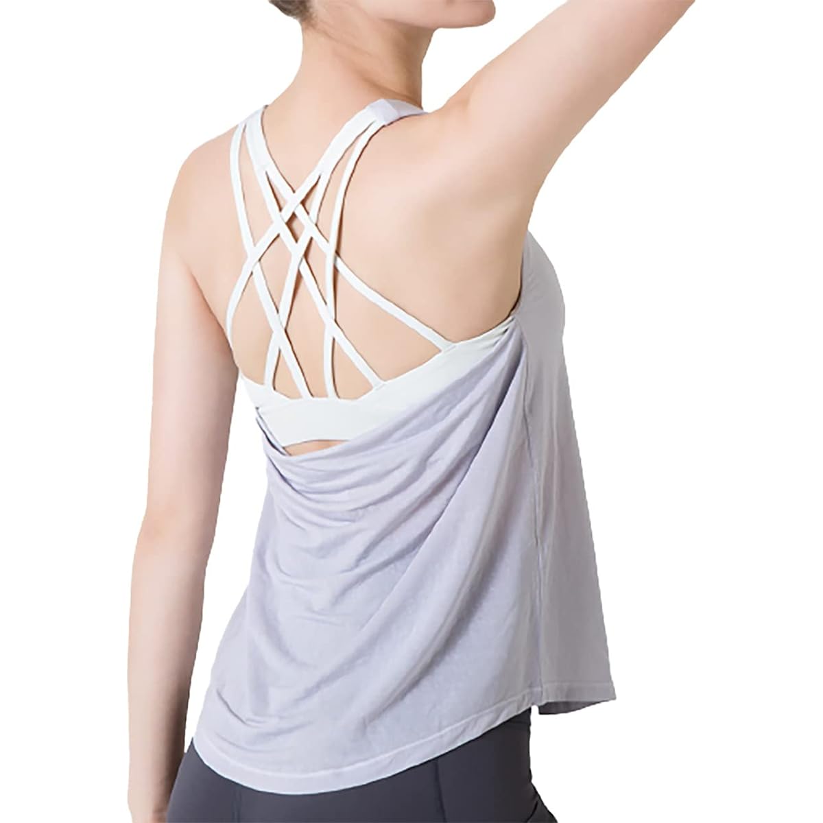[and-L] Women's Yoga Wear, Tops with Cups, Tank Top, Body Covering, Integrated Bra Top, Quick Drying