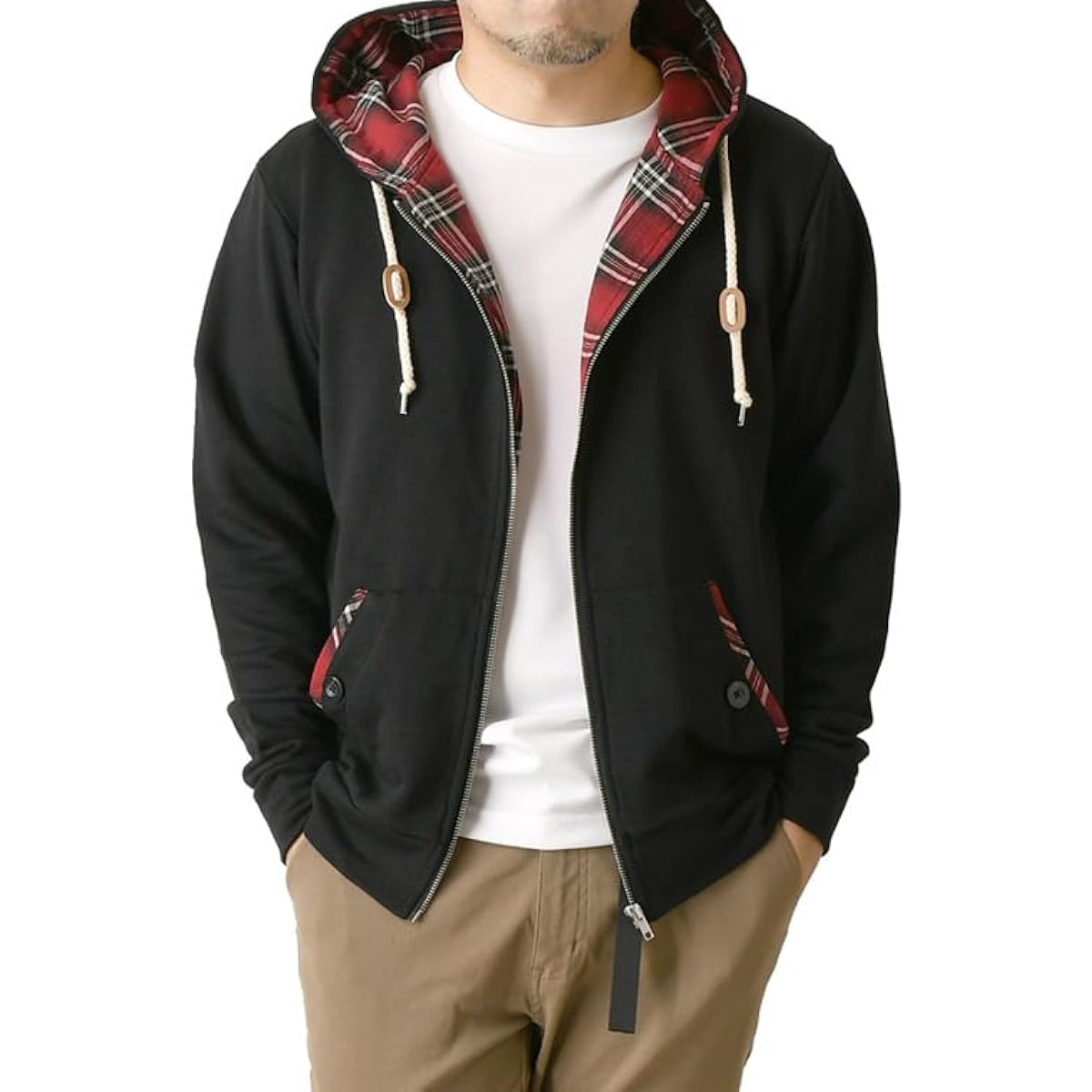 [LIMITED SELECT] Checked sweatshirt ZIP hoodie men's