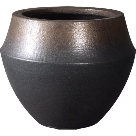 Plus Garden Flower Pot Cover for Barrel No. 8 Φ400 x H335mm No Bottom Hole Brown Gold Shigaraki Ware 333-03