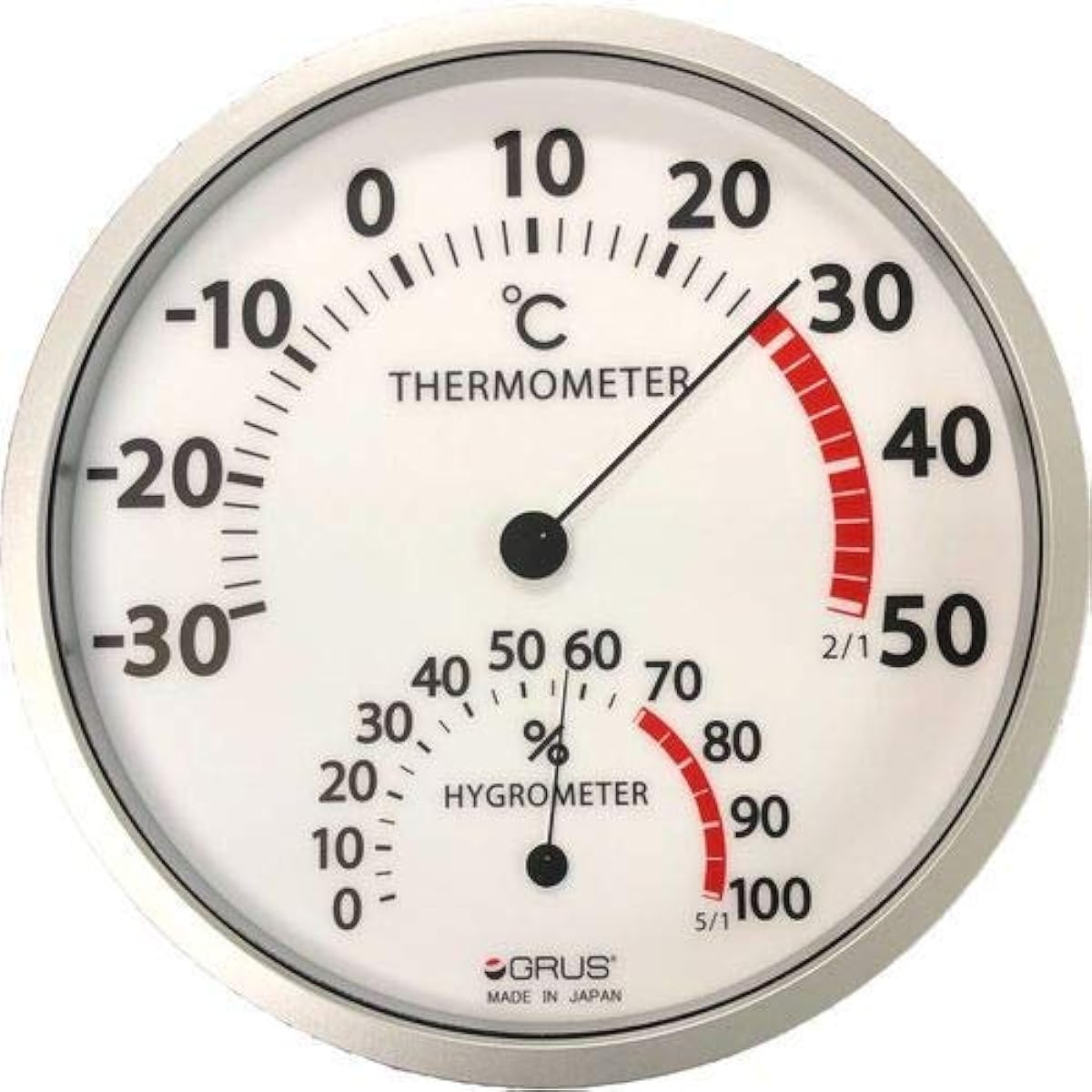GRUS Made in Japan Wall-mounted Large Thermometer Hygrometer GRS105
