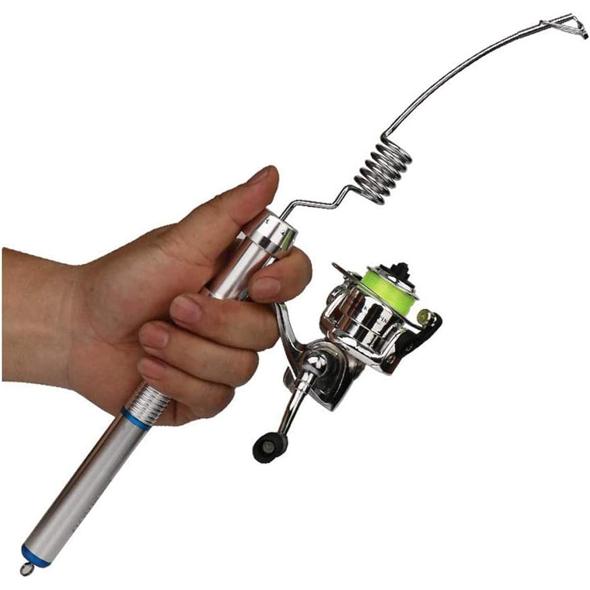 Earth Radius Mini 6 Coil Stainless Elastic Rod, Fishing Rod and Reel Combo, Small Spinning Wheel Aluminum Alloy Handle Fishing Rod for River, Lake, Reservoir, Ice Fishing, etc.