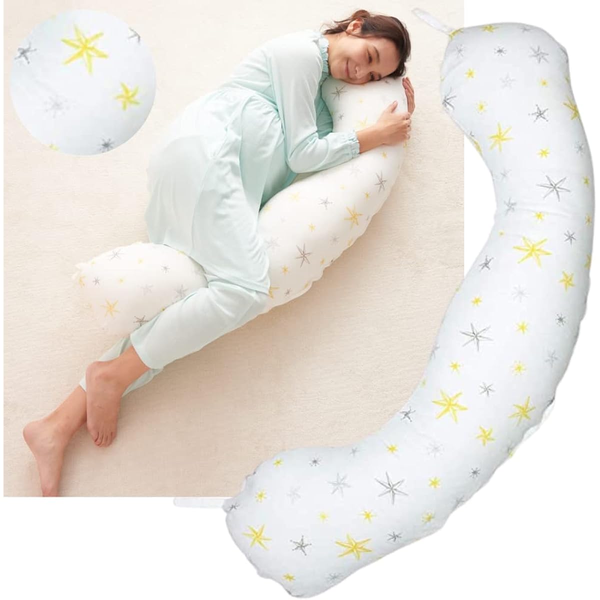 Tamahiyo SHOP Body Pillow for Pregnant Women, Washable and Clean! Helpful body pillow for pregnancy and breastfeeding (star)