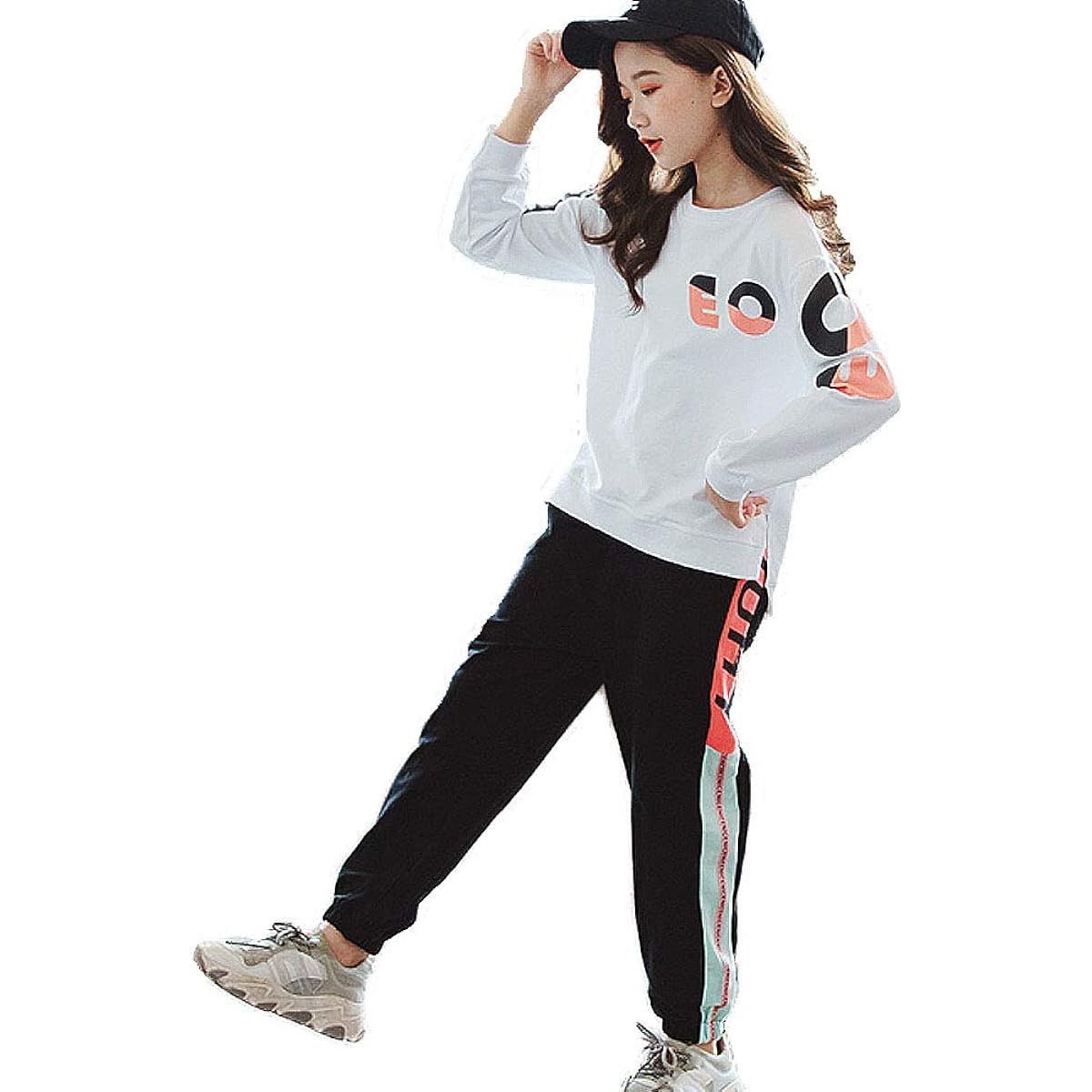 [VIALE] Viale EO Sports Pants & Sweatshirt 2 Piece Top and Bottom Setup Athletic Clothes Long Pants Jersey Children's Clothes Girls Kids Girls Long Sleeve Top and Bottom Set