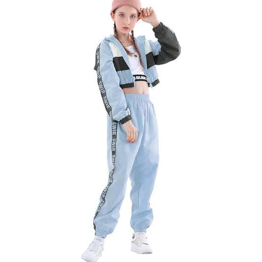 [LOLANTA] Children's Clothing, Girls' Dance Costume, Kids, Hip Hop, Jazz Dance, Practice Wear, Navel Baring, Setup, Stylish, 3-Piece Set, 110-170