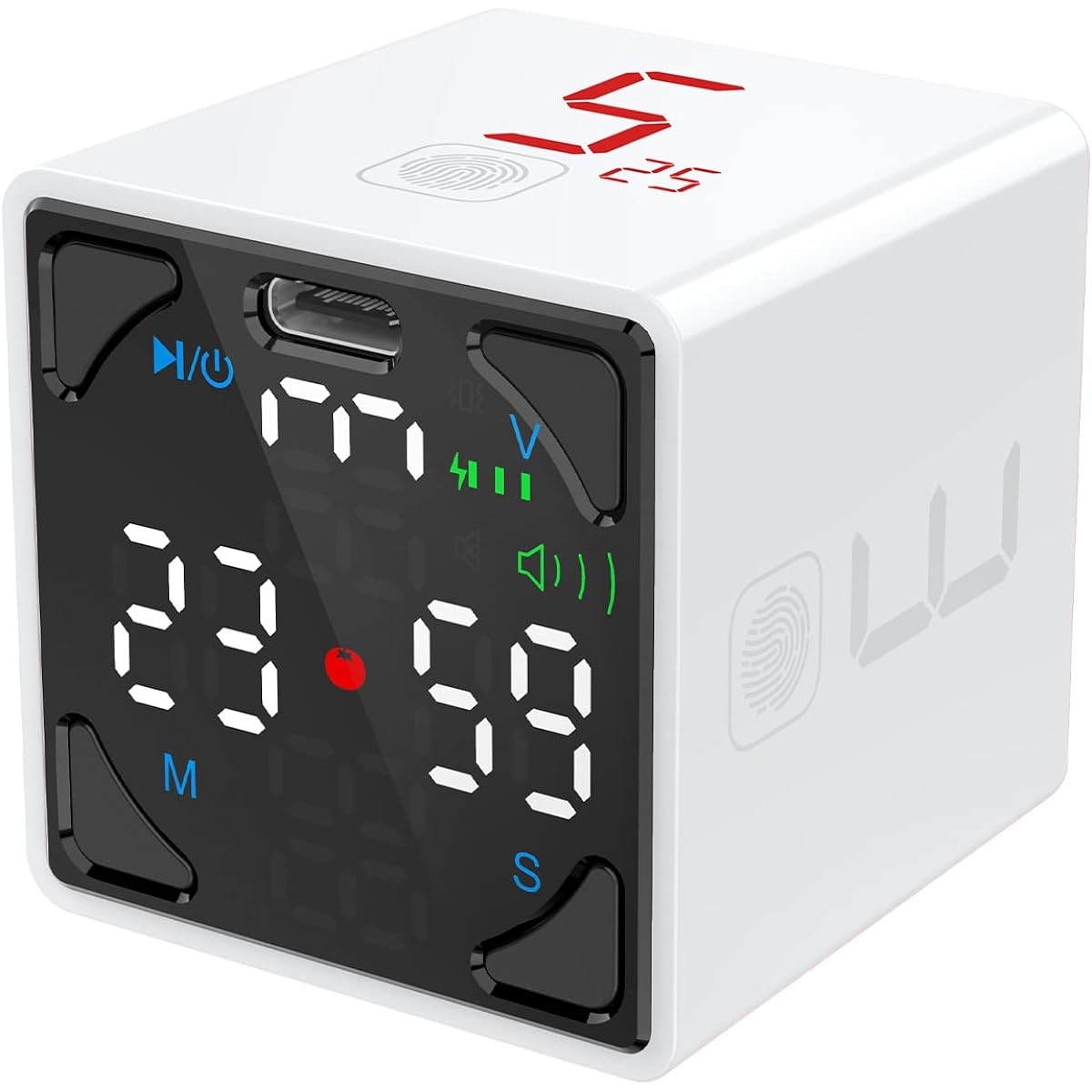[TickTime Cube] Just roll to start the timer! Kitchen timer Pomodoro timer Touch to double the timer time LED panel 3-level volume adjustment/mute/manner mode (vibrator only) Cooking/creating materials/work/study/meetings/muscle training/naps, etc. Charg