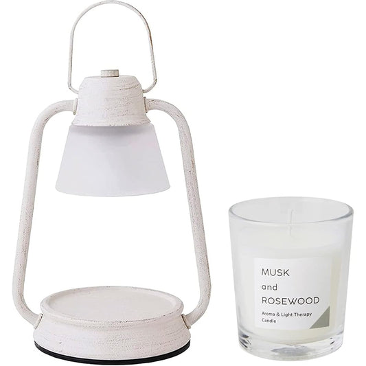 Kameyama Candle Candle Warmer Lamp Mini White & Scented Candle Musk & Rosewood Set (J3610000W & BA4780560)