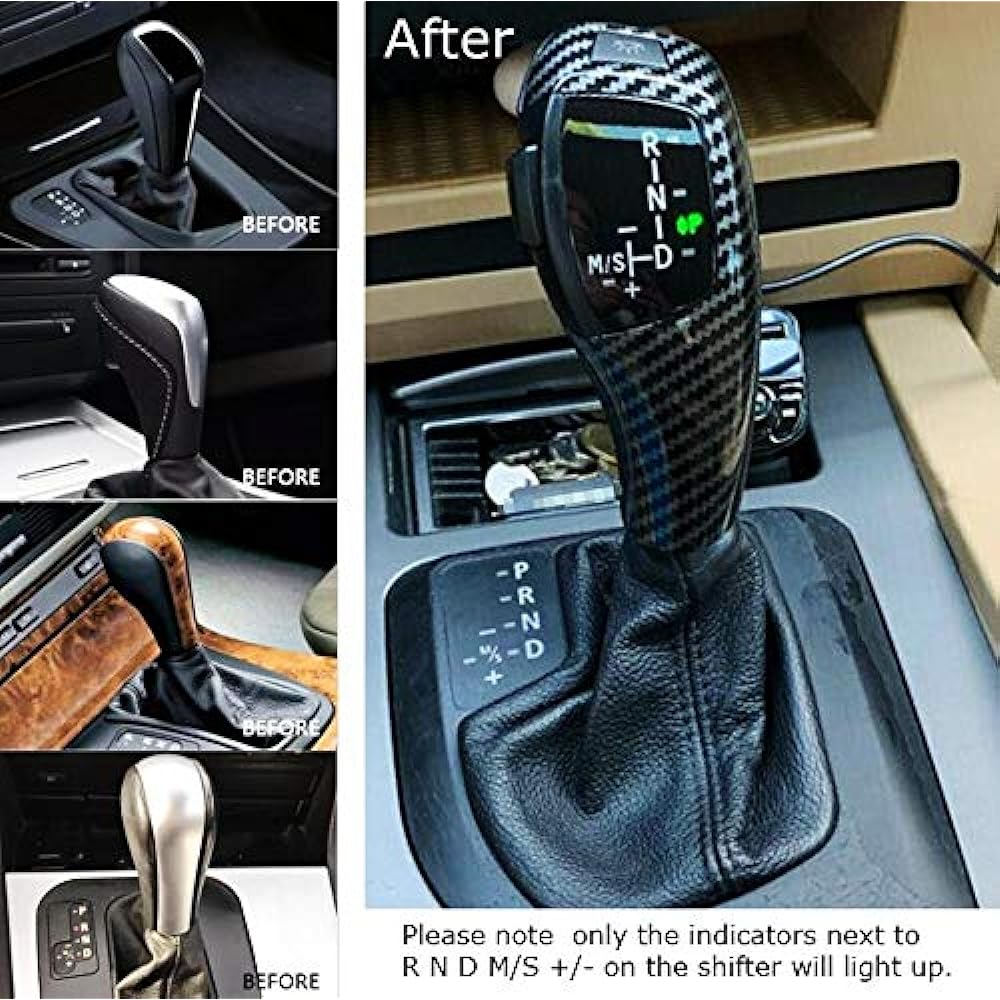 IJDMTOY F30 Style Carbon Fiber Finish LED Lighting Show Gear Selector Upgrade BMW 1995-2003 E39 5 Series & 1999-2006 E53 X5