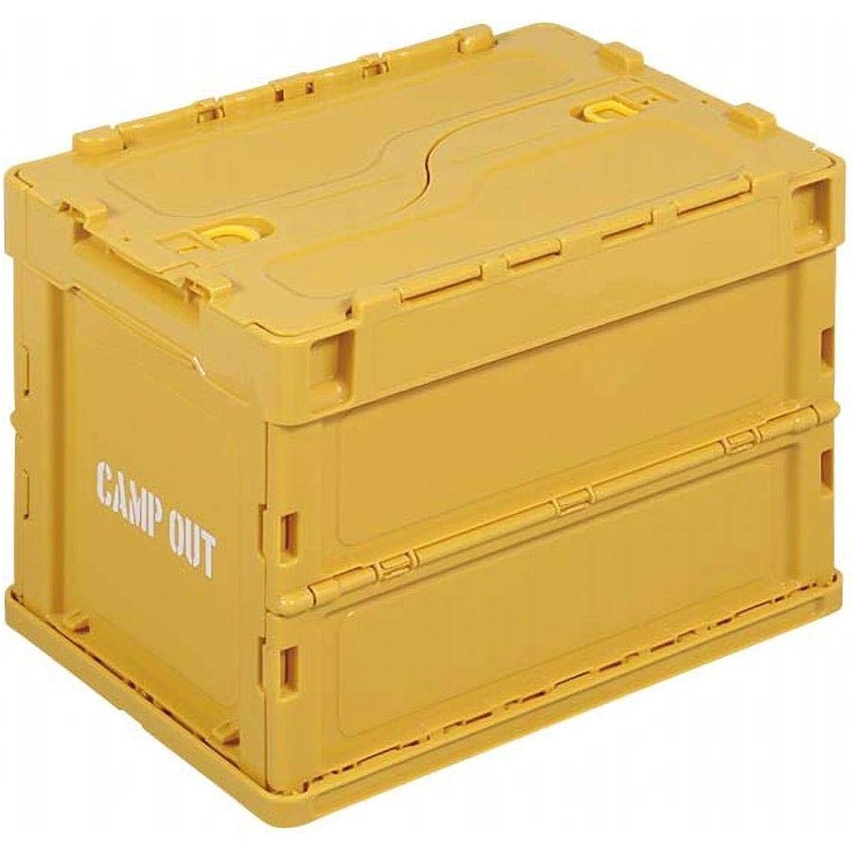 [CAPTAINSTAG] Campout Folding Container Basket with Lock Lid Capacity 20L Old Yellow UL-1045