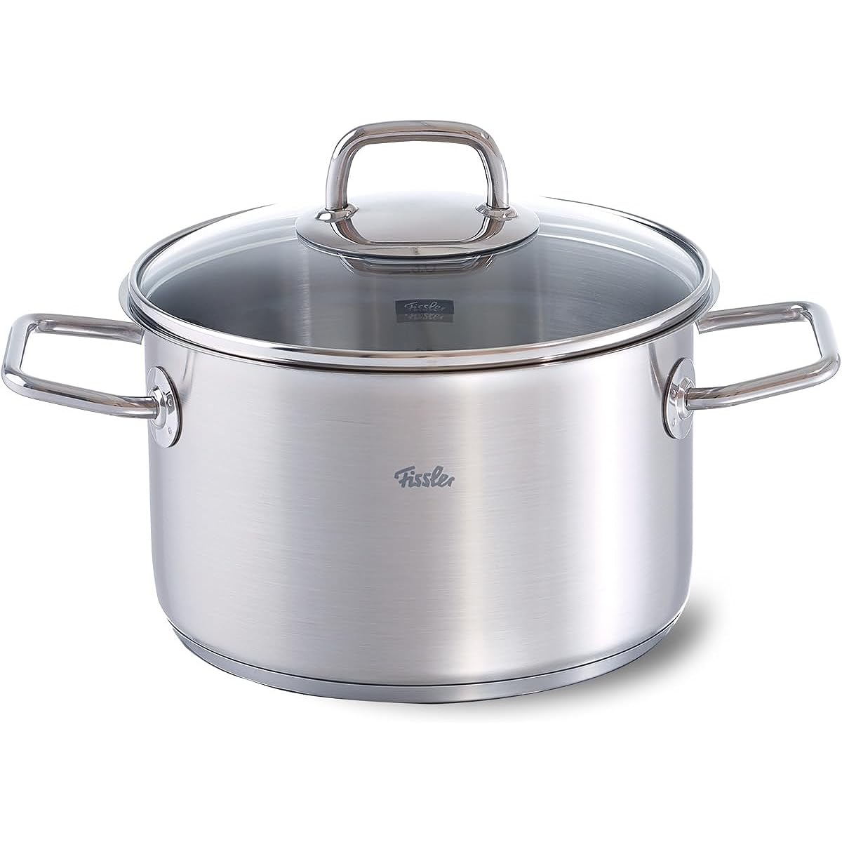 Fissler Double Handed Pot Stainless Steel 20cm Viseo Stew Pot with Glass Lid Gas Fire/IH Compatible Heat Resistant Waterless Cooking 084-117-20-001