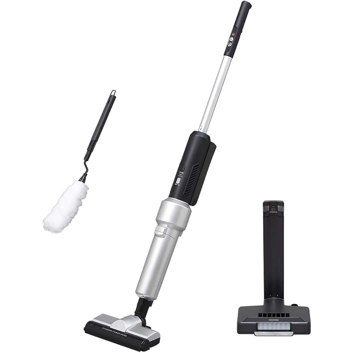 Iris Ohyama Vacuum Cleaner Cordless Stick Cleaner Paper Pack Lightweight Cyclone Power Head Small Holder Freestanding Electrostatic Mop IC-SLDCP5 Silver