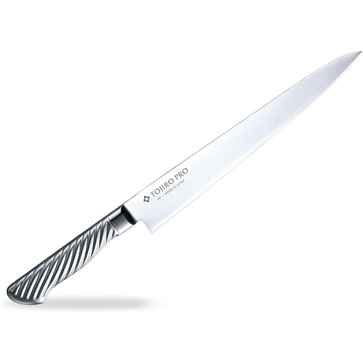 Tojiro Sujihiki 240mm Made in Japan Cobalt Alloy Steel Double Edge Cuts chunks of meat along the sinews The handle has a tornado pattern that is easy to grip All stainless steel TOJIRO PRO DP Cobalt Alloy Steel Cut F-886