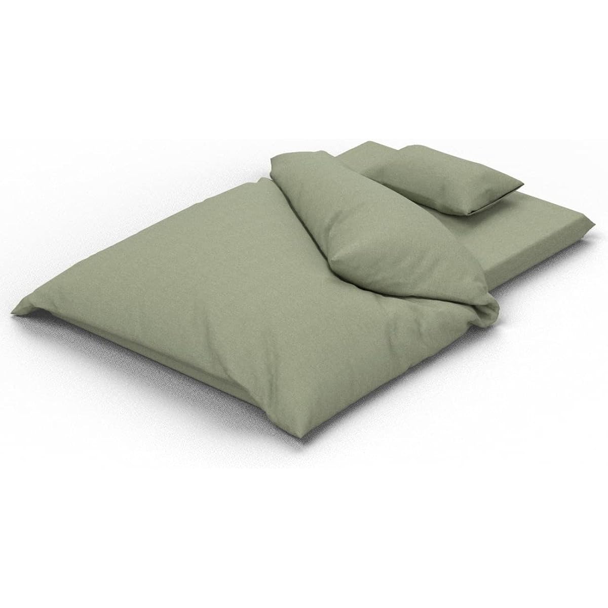 offtime Duvet cover set (for mattresses), linen-like fabric, green, semi-double, smooth, easy to dry, all seasons, machine washable AJ029KPSSD