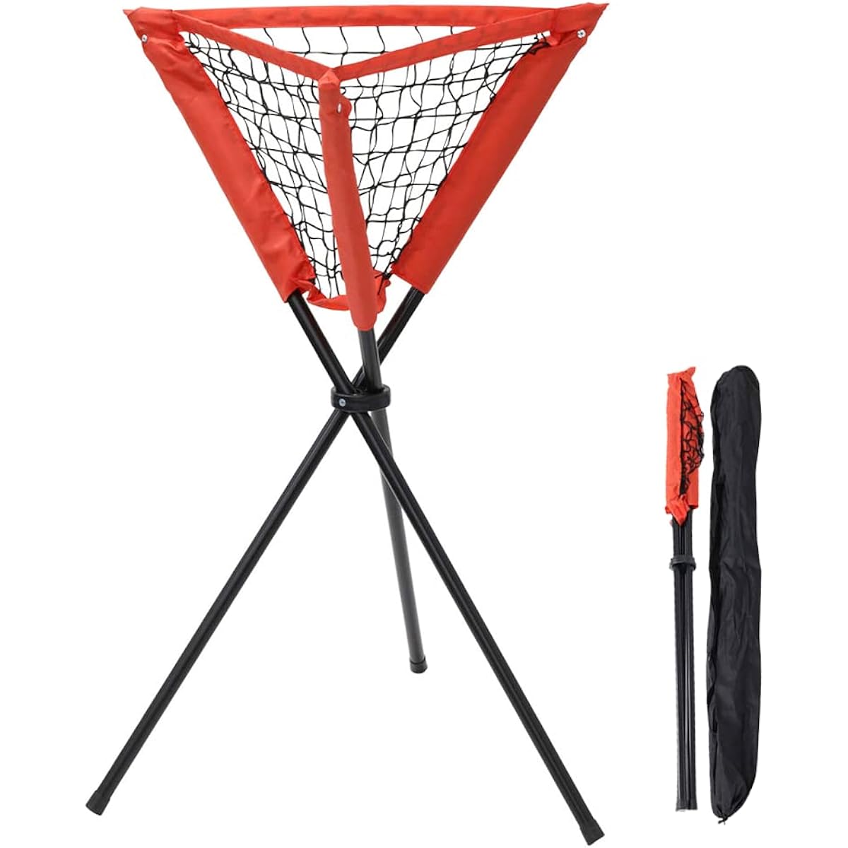 iimono117 Ball Basket Foldable Baseball Net Stand Capacity Approximately 40 Pieces Made of Steel Durable Lightweight Anti-Slip Shoulder Bag Included Ball Case Ball Storage Basket for Baseball Tennis Practice
