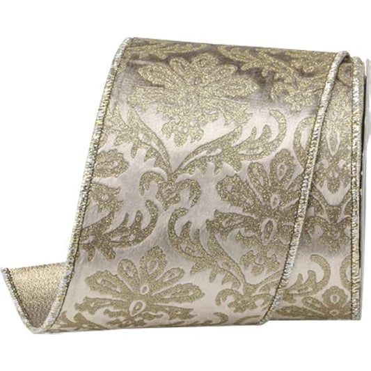 ASCA Damask Ribbon Platinum Gold 900×10cm A-16837-050P