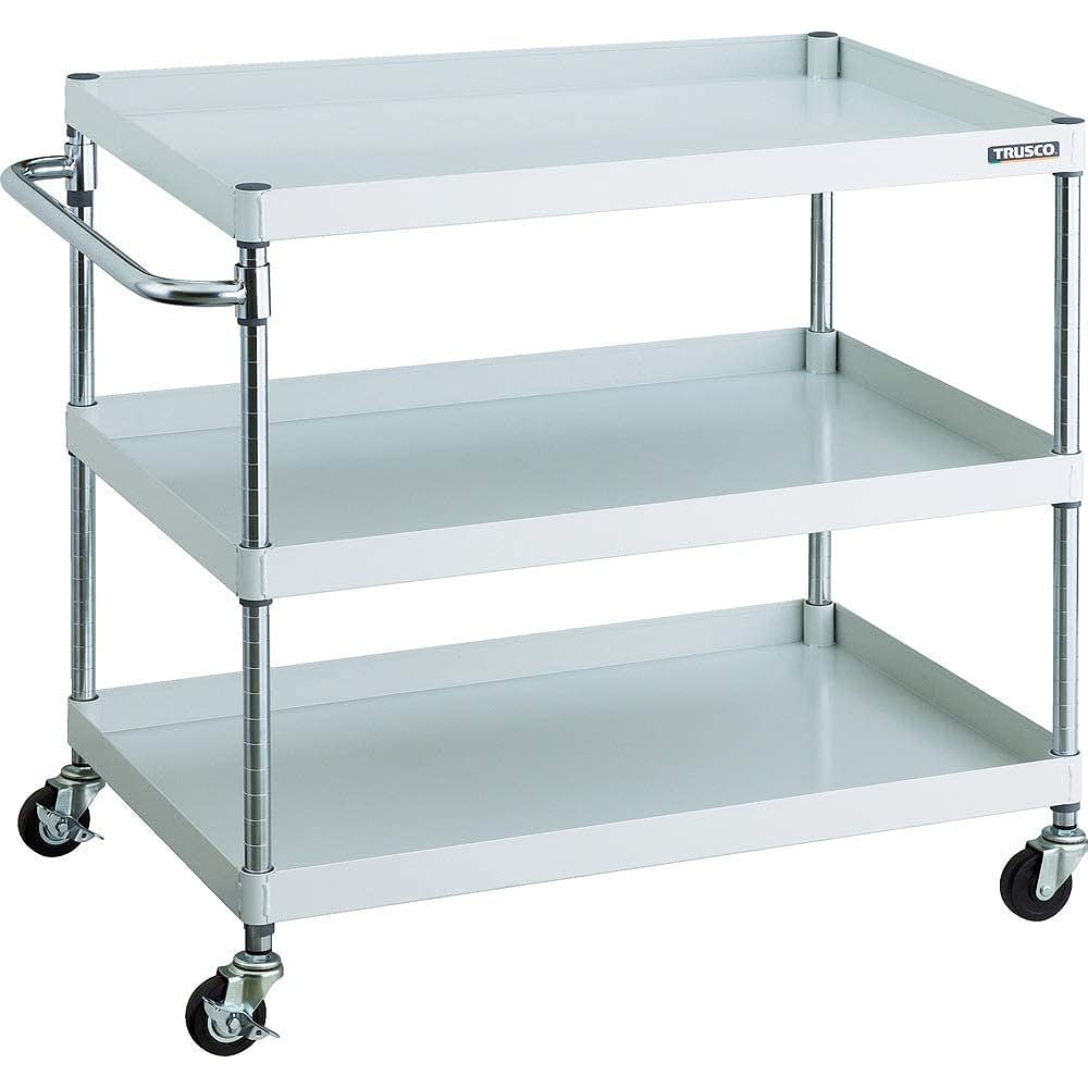 TRUSCO Phoenix Wagon 600 x 400 3 Tier Φ75 Rubber Wheels W Color PEW-963-G75-W