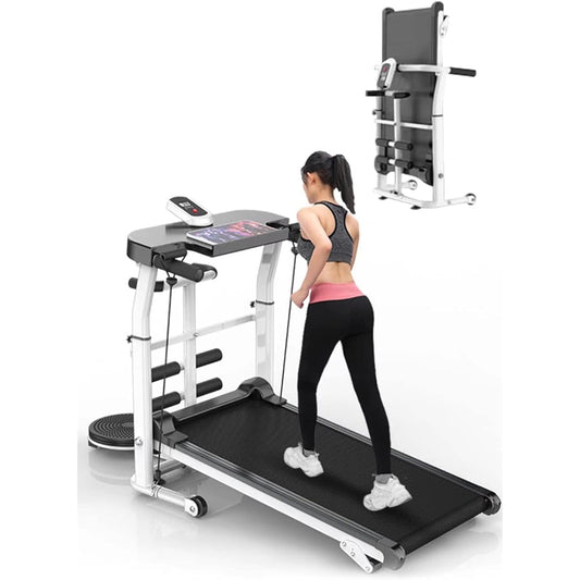 Room Runner, Running Machine, Home Use, Quiet, Multifunctional, 3 Levels of Resistance, Walking Machine, Twisting Device, Rope, and Mat Included, Foldable, Compact, Self-propelled Walker, Height Adjustment, No Power Supply Required, Muscle Training, Diet