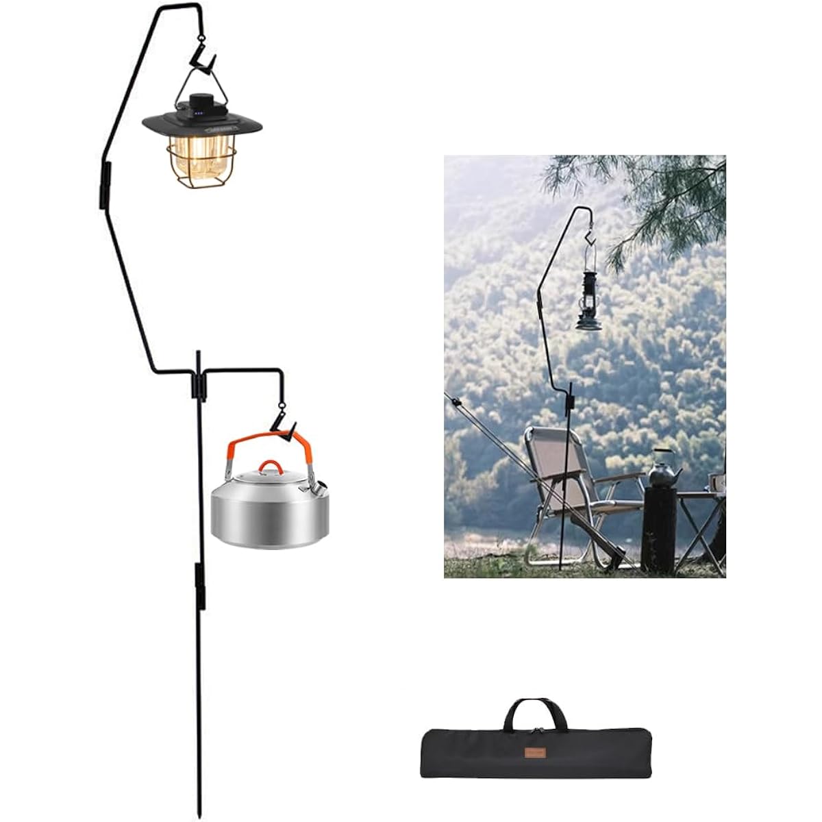 CARBABY Lantern Stand Hanging Rack Lantern Pole Lantern Hanger Outdoor Storage Bag Included