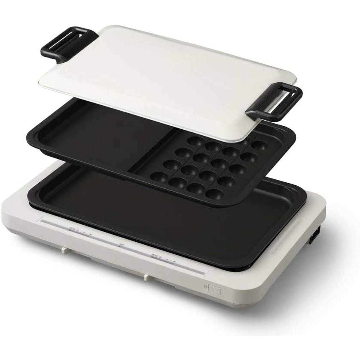 Iris Ohyama Hot Plate Left and Right Temperature Adjustment 2 Plates (Flat + Takoyaki) White WHP-012-W