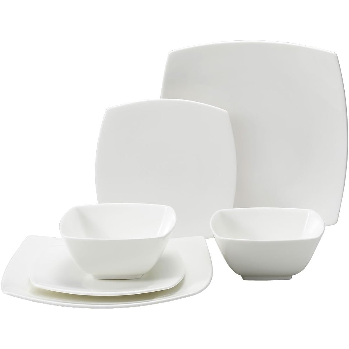 NARUMI Dinnerware Set Styles White Simple Square Set for 2, 6 Pieces, Microwave Warming, Dishwasher Safe, Gift Box Included 50481-23210