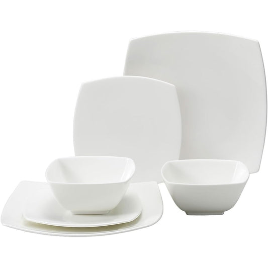 NARUMI Dinnerware Set Styles White Simple Square Set for 2, 6 Pieces, Microwave Warming, Dishwasher Safe, Gift Box Included 50481-23210