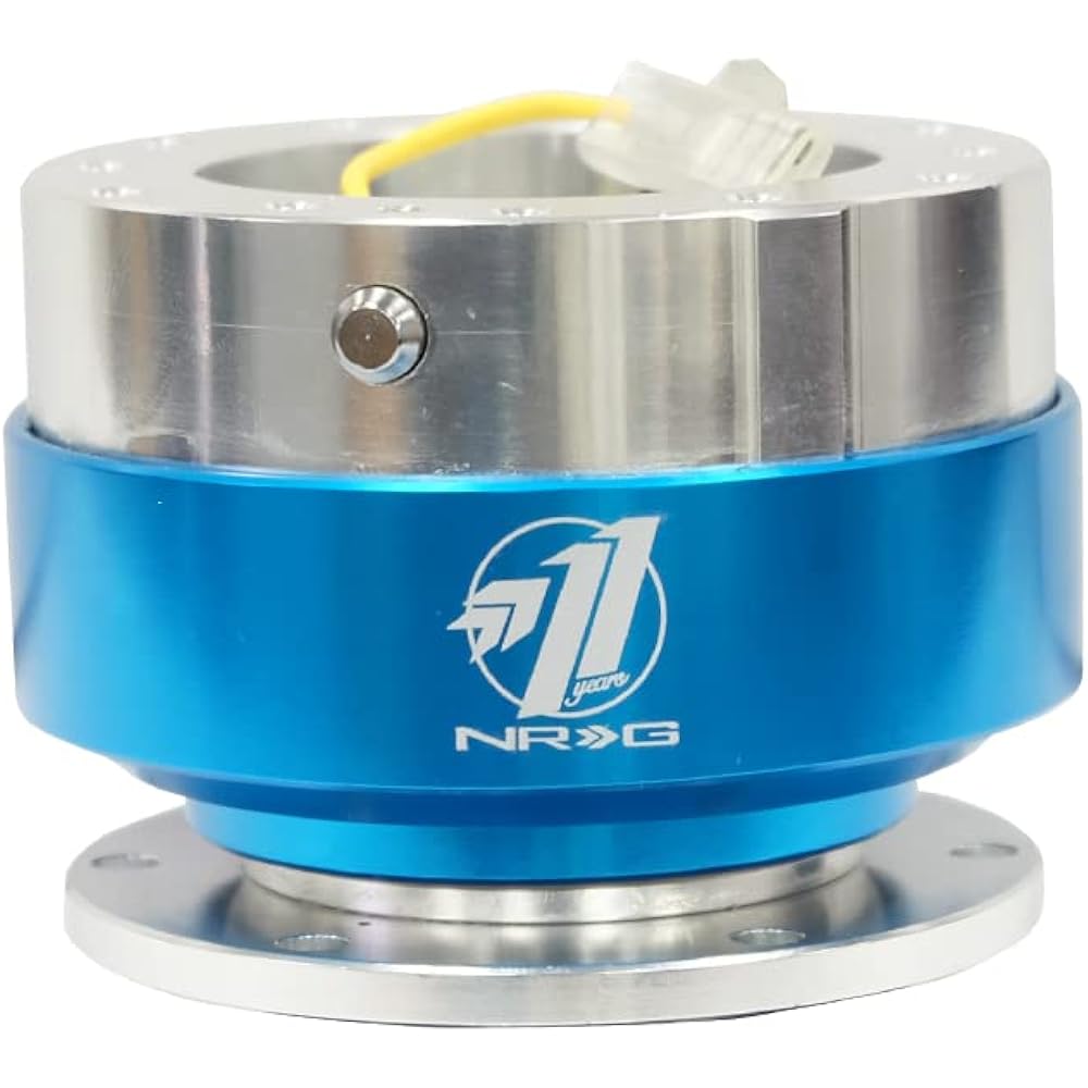 NRG Innovations NRG-SRK-100BL Race Steering Wheel Quick Release Adapter Blue Body Silver Ring 6 Holes