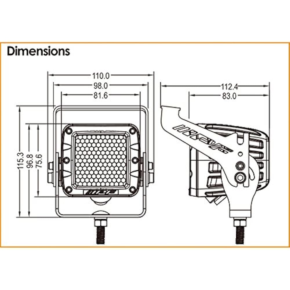 IPF fog lamp work light LED 2 inch square 2200lm (1,600cd) 6000K white light for 12V diffused light distribution 642WL-1