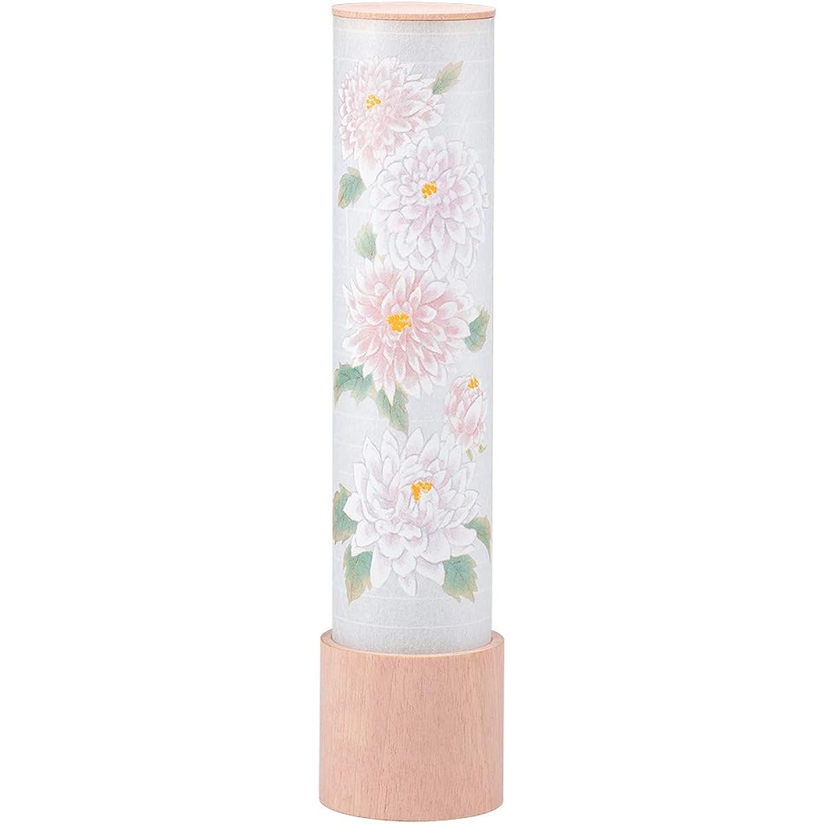 Buddhist Altar Shop Takita Shoten Mini Bon Lantern Bon Lantern Mine Pink Dahlia LED Cordless (1 Piece) ◆ Height 27.5 cm x Width 6.3 cm ◆ Standing Lantern with Certificate of Authenticity