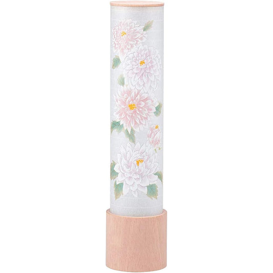 Buddhist Altar Shop Takita Shoten Mini Bon Lantern Bon Lantern Mine Pink Dahlia LED Cordless (1 Piece) ◆ Height 27.5 cm x Width 6.3 cm ◆ Standing Lantern with Certificate of Authenticity