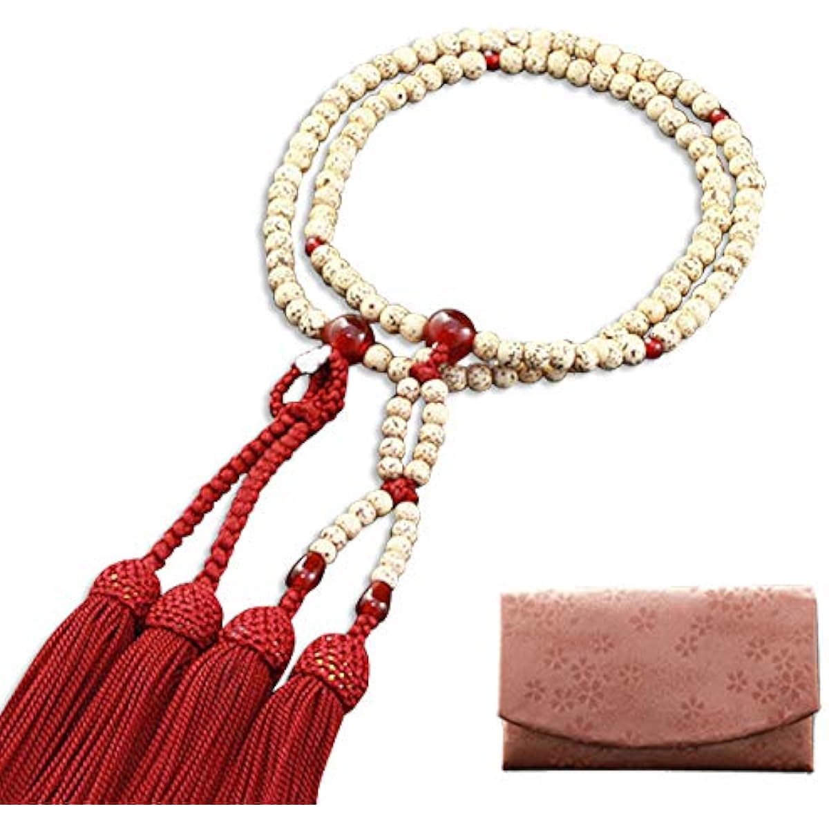 Kyoto Buddhist Altar Hayashi Prayer Beads Jodo Shinshu Eight Size Star Moon Bodhi Tree Agate (For Women) Official Ceremony [Bead Bag Set] SW-059 Kyoto Prayer Beads