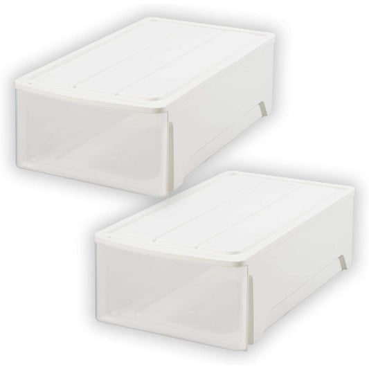 Sanka Clothes Case for Closet 23 White/Grained Color [Set of 2] (Width 39 x Depth 74 x Height 22.5 cm) Gloves ABGB0-23WH-2P Made in Japan